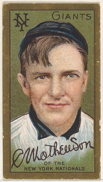 Christopher Mathewson, New York Giants, National League, from the "Baseball Series" (Gold Borders) set (T205) issued by the American Tobacco Company, Issued by the American Tobacco Company, Commercial color lithograph 