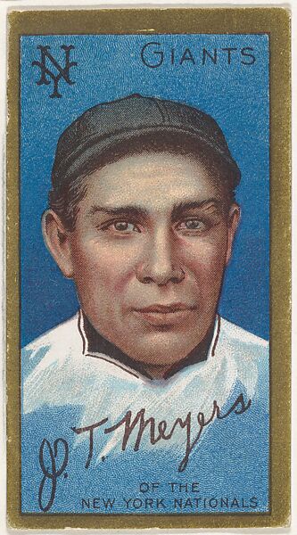 John T. Meyers, New York Giants, National League, from the "Baseball Series" (Gold Borders) set (T205) issued by the American Tobacco Company, Issued by the American Tobacco Company, Commercial color lithograph 