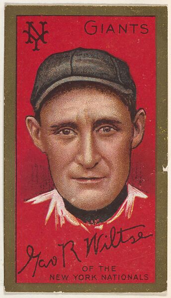 George R. Wiltse, New York Giants, National League, from the "Baseball Series" (Gold Borders) set (T205) issued by the American Tobacco Company, Issued by the American Tobacco Company, Commercial color lithograph 