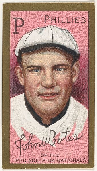John W. Bates, Philadelphia Phillies, National League, from the "Baseball Series" (Gold Borders) set (T205) issued by the American Tobacco Company, Issued by the American Tobacco Company, Commercial color lithograph 