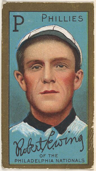 Robert Ewing, Philadelphia Phillies, National League, from the "Baseball Series" (Gold Borders) set (T205) issued by the American Tobacco Company, Issued by the American Tobacco Company, Commercial color lithograph 