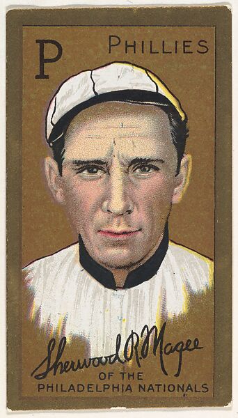 Sherwood R. Magee, Philadelphia Phillies, National League, from the "Baseball Series" (Gold Borders) set (T205) issued by the American Tobacco Company, Issued by the American Tobacco Company, Commercial color lithograph 