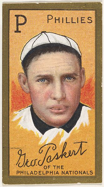 George Paskert, Philadelphia Phillies, National League, from the "Baseball Series" (Gold Borders) set (T205) issued by the American Tobacco Company, Issued by the American Tobacco Company, Commercial color lithograph 