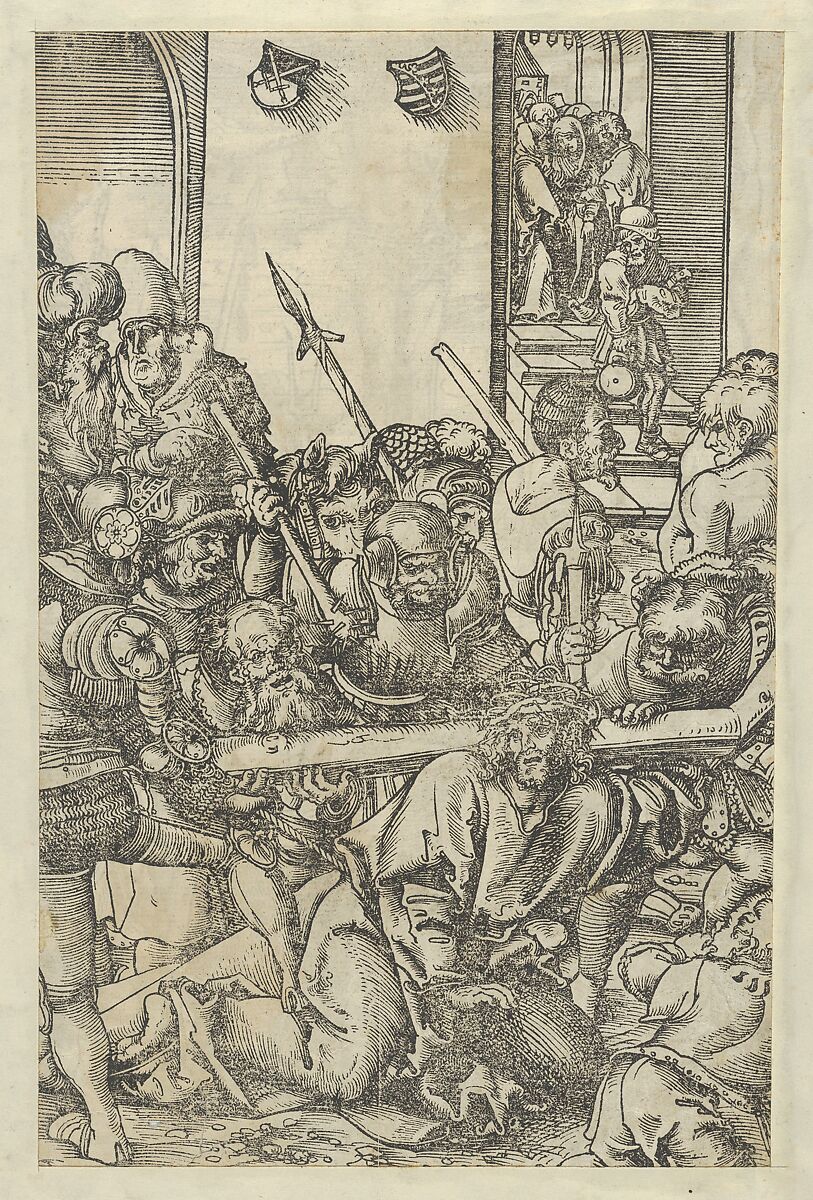 Two prints: The Crucifixion on recto and Christ Bearing the Cross on verso, from The Passion, Lucas Cranach the Elder (German, Kronach 1472–1553 Weimar), Woodcut