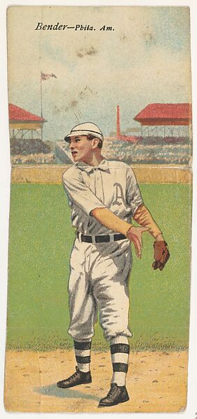 Bender, Philadelphia, American League, from the Mecca Double Folder series (T201), Issued by Mecca Cigarettes (American), Commercial color lithograph 