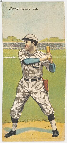 Evers, Chicago, National League, from the Mecca Double Folder series (T201), Issued by Mecca Cigarettes (American), Commercial color lithograph 