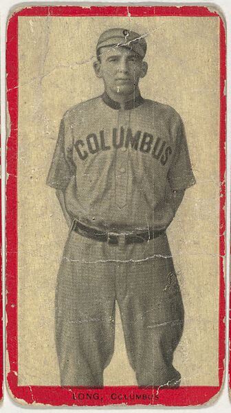 Long, Columbus, Atlantic League, from the Baseball Players (Red Borders) series (T210) issued by Old Mill Cigarettes, Issued by Old Mill Cigarettes, Virginia, Photolithograph 