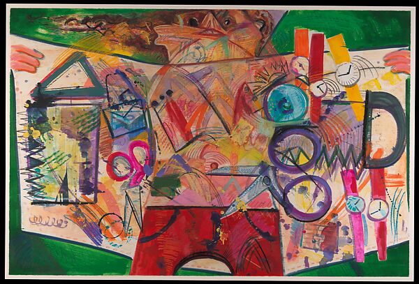 Flasher 3, Dana Schutz (American, born Livonia, Michigan, 1976), Monotype with watercolor, pastel, crayon and pencil 