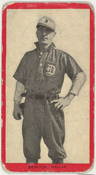 Berlick, Dallas, Texas League, from the Baseball Players (Red Borders) series (T210) issued by Old Mill Cigarettes, Issued by Old Mill Cigarettes, Virginia, Photolithograph 