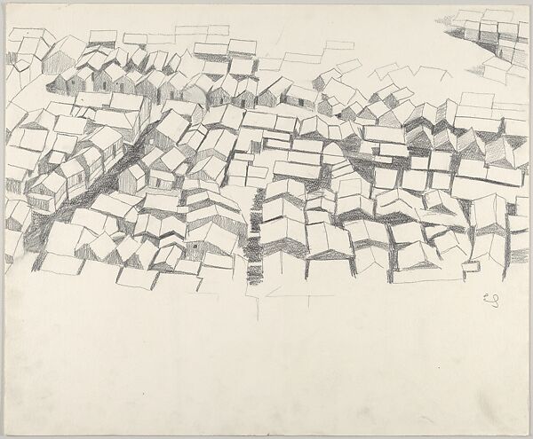 Sketch for Lithograph "Las Yaguas" 1956, Emilio Sanchez (American (born Cuba), Camagüey 1921–1999), Graphite 