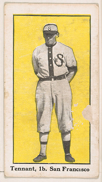 Tennant, 1st Base, San Francisco, from the "30 Ball Players" series (E100), issued by Bishop & Company, Issued by Bishop &amp; Company, Los Angeles, Commercial color lithograph 