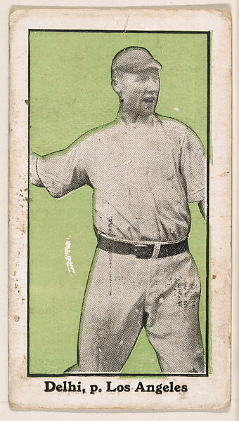 Delhi, Pitcher, Los Angeles, from the "30 Ball Players" series (E100), issued by Bishop & Company, Issued by Bishop &amp; Company, Los Angeles, Commercial color lithograph 