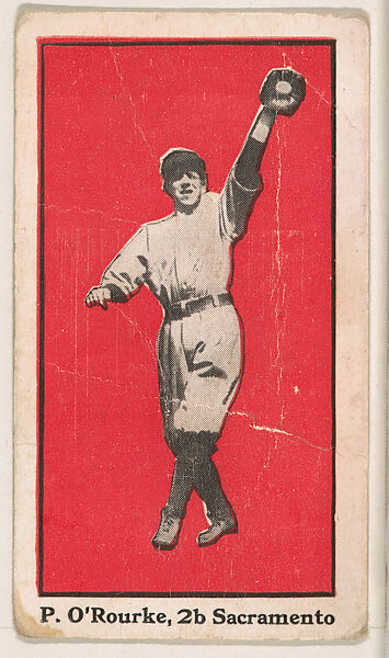 P. O'Rourke, 2nd Base, Sacramento, from the "30 Ball Players" series (E100), issued by Bishop & Company, Issued by Bishop &amp; Company, Los Angeles, Commercial color lithograph 