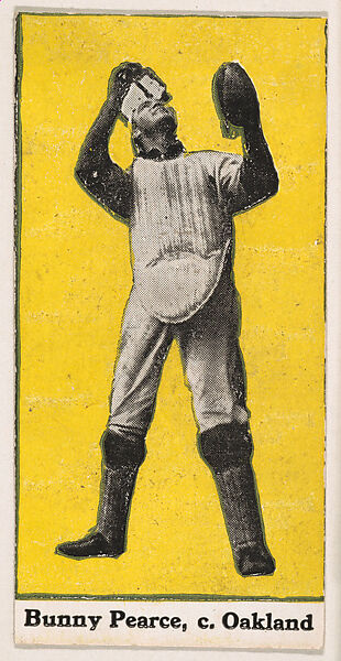 Bunny Pearce, Catcher, Oakland, from the "30 Ball Players" series (E100), issued by Bishop & Company, Issued by Bishop &amp; Company, Los Angeles, Commercial color lithograph 