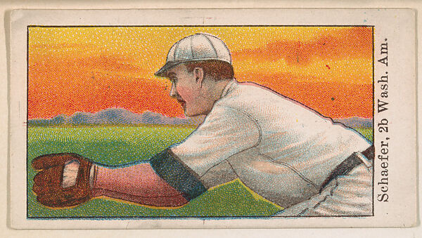 Schaefer, 2nd Base, Washington, American League, from the "25 Baseball Players" series (E102), Issued by Anonymous, American, 20th century, Commercial color lithograph 