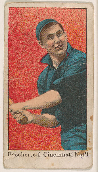 Bescher, Center Field, Cincinnati, National League, from the "25 Baseball Players" series (E102), Issued by Anonymous, American, 20th century, Commercial color lithograph 