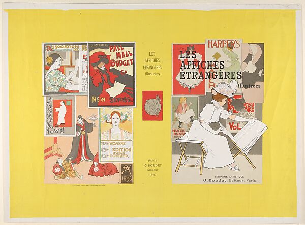 Design for a book cover for "Les Affiches étrangères illustrées", Jules Chéret (French, Paris 1836–1932 Nice), Color lithograph 