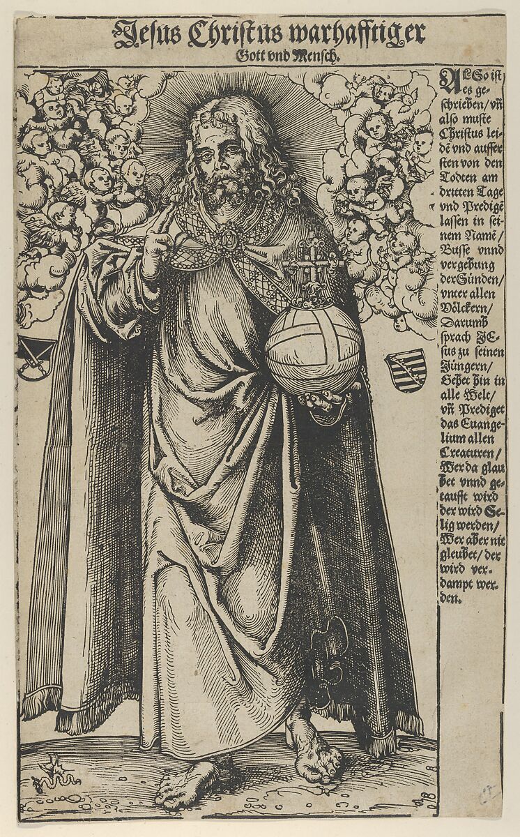 Christ from Christ, the Apostles and St. Paul, Lucas Cranach the Elder (German, Kronach 1472–1553 Weimar), Woodcut 