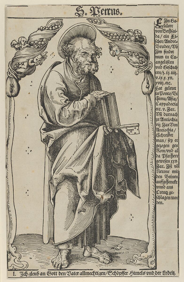 Peter from Christ, the Apostles and St. Paul, Lucas Cranach the Elder (German, Kronach 1472–1553 Weimar), Woodcut and letterpress 