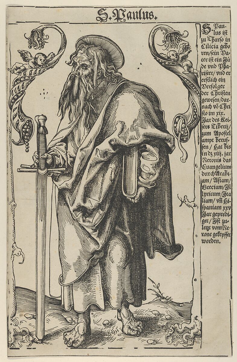 Paul from Christ, the Apostles and St. Paul, Attributed to Lucas Cranach the Elder (German, Kronach 1472–1553 Weimar), Woodcut and letterpress 