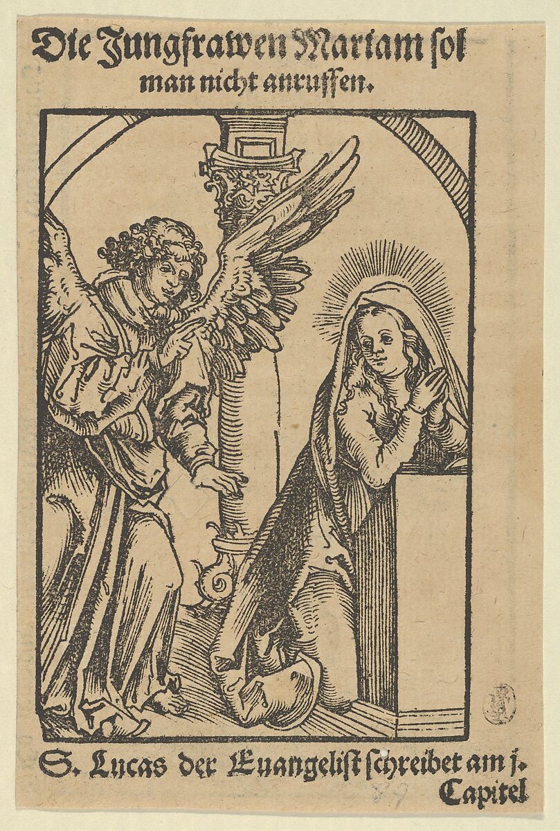 The Annunciation, Lucas Cranach the Elder (German, Kronach 1472–1553 Weimar), Woodcut and letter press 