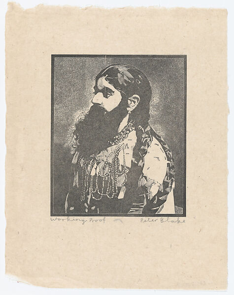 Bearded Lady (from Side Show), Peter Blake (British, born Dartford, Kent, 1932), Wood engraving; working proof 