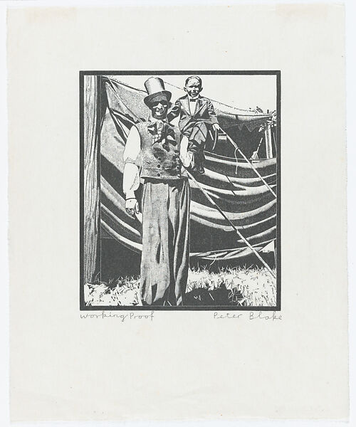 Giant (from Side Show), Peter Blake (British, born Dartford, Kent, 1932), Wood engraving; working proof 