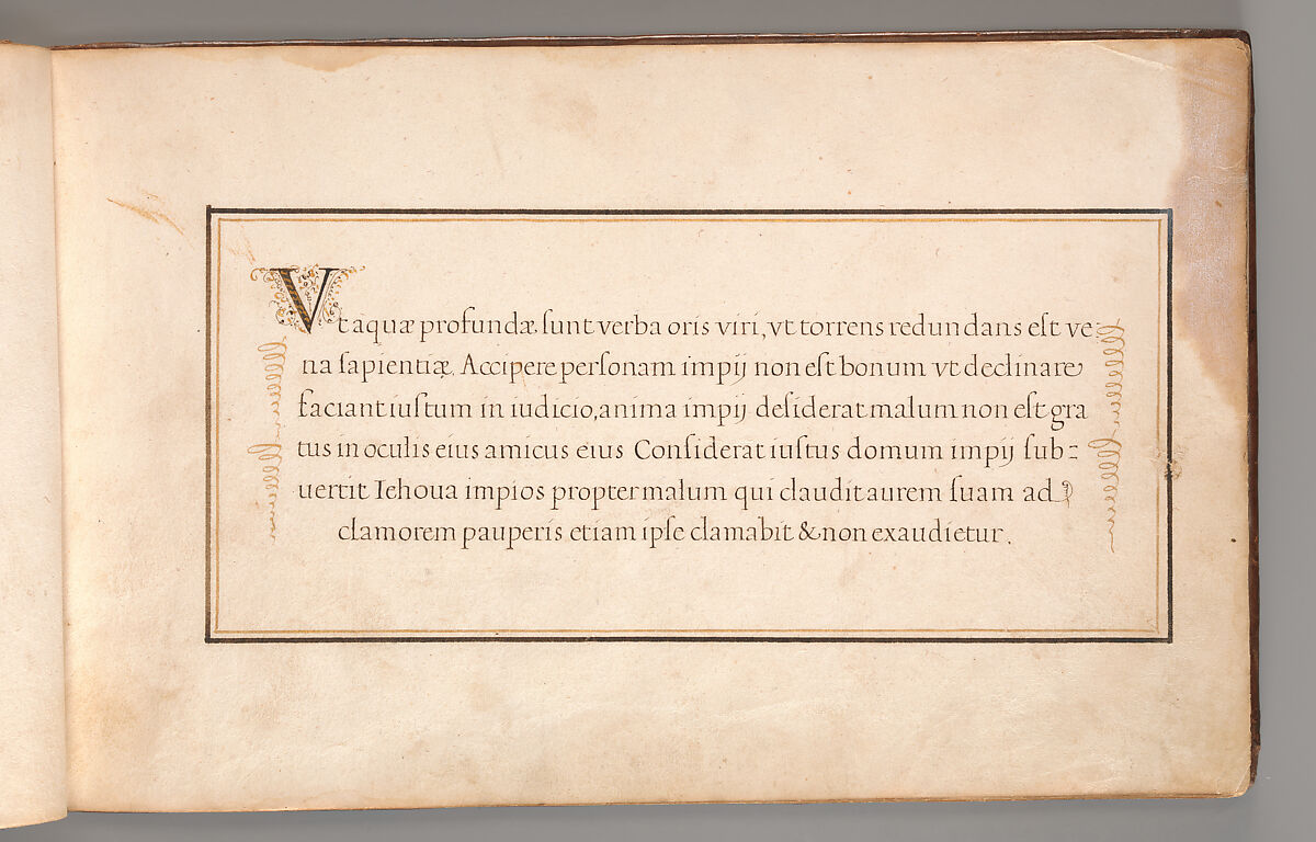 Album with Examples of Calligraphy and Micrography, Anonymous French or Flemish, Pen and black and brown ink.