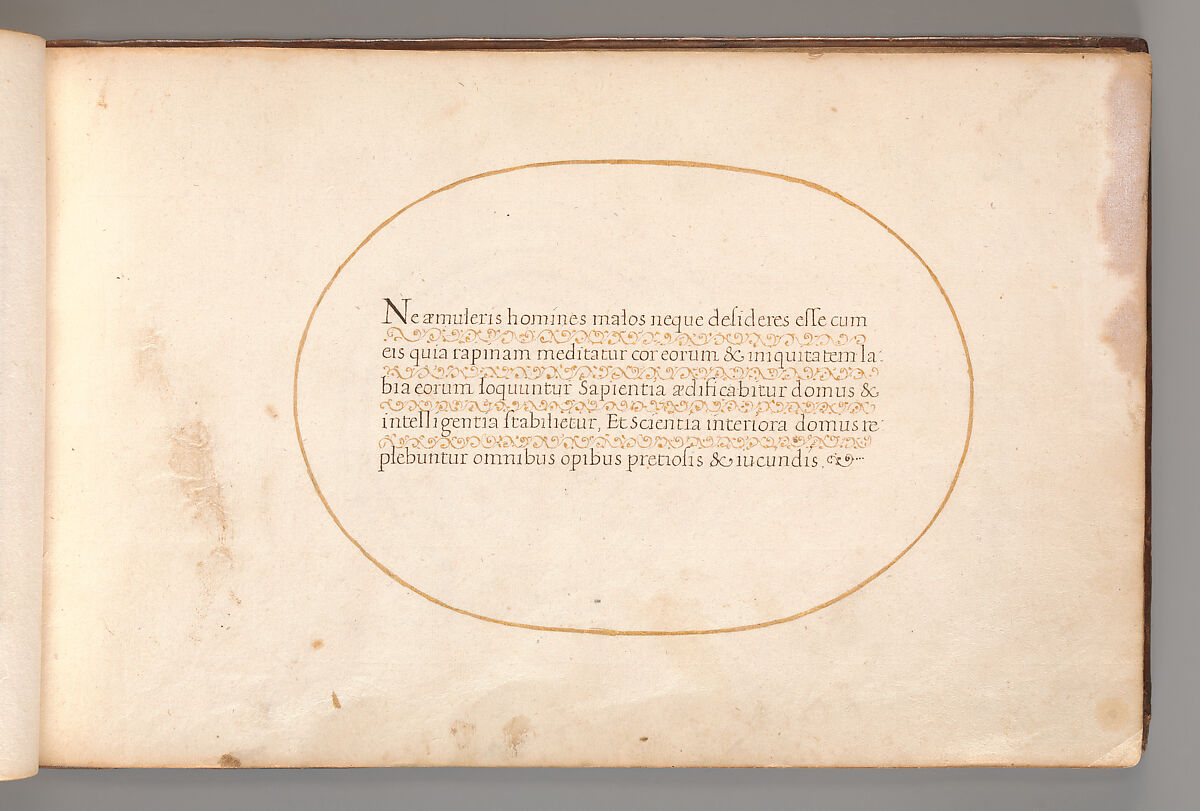 Album with Examples of Calligraphy and Micrography, Anonymous French or Flemish, Pen and black and brown ink.