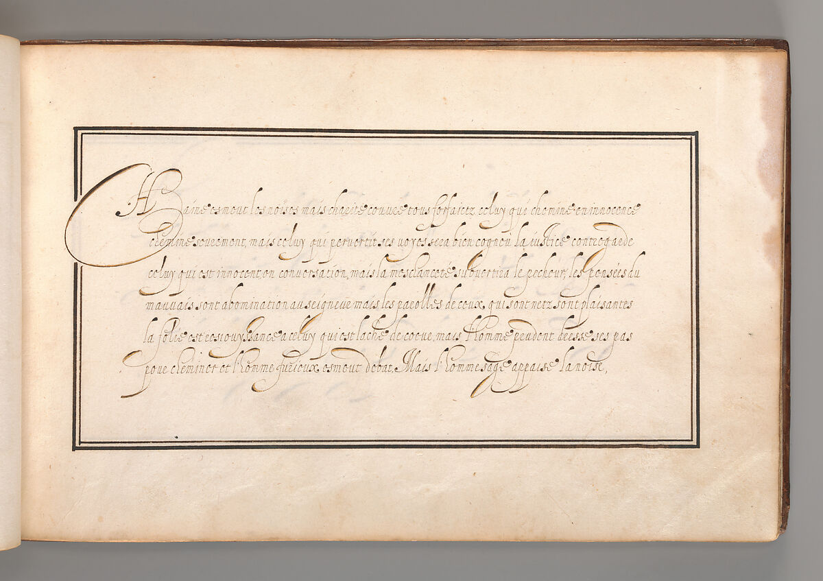 Album with Examples of Calligraphy and Micrography, Anonymous French or Flemish, Pen and black and brown ink.