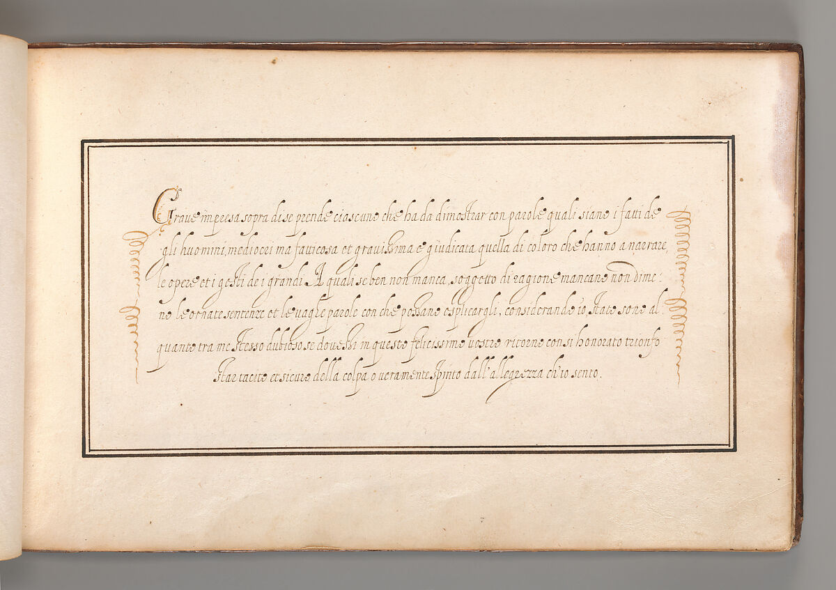 Album with Examples of Calligraphy and Micrography, Anonymous French or Flemish, Pen and black and brown ink.