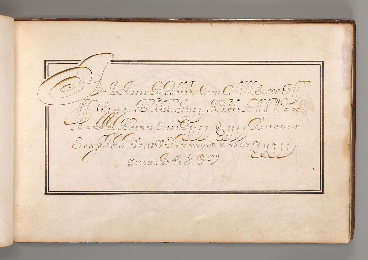 Album with Examples of Calligraphy and Micrography, Anonymous French or Flemish, Pen and black and brown ink.