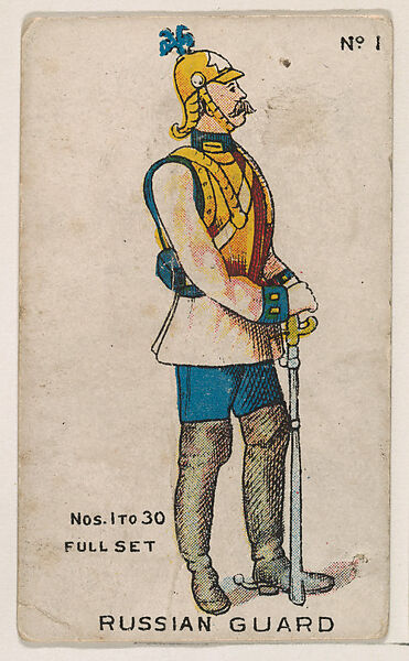 Number 1, Russian Guard, from the "Soldier Cards" series (E7), Issued by Anonymous, American, 20th century, Commercial color lithograph 
