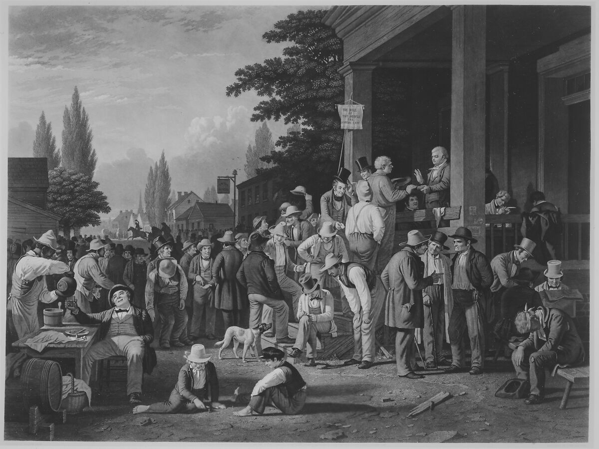 The County Election, John Sartain (American (born London, England) 1808–1897 Philadelphia, Pennsylvania), Engraving; India proof before final letters 