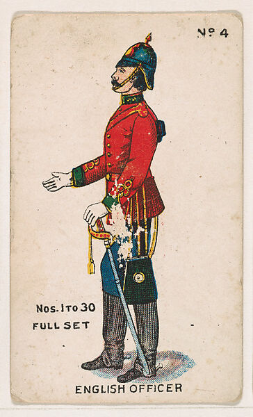Number 4, English Officer, from the "Soldier Cards" series (E7), Issued by Anonymous, American, 20th century, Commercial color lithograph 