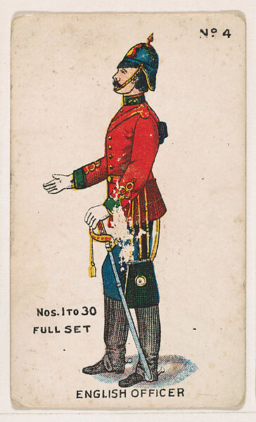Number 4, English Officer, from the "Soldier Cards" series (E7), Issued by Anonymous, American, 20th century, Commercial color lithograph