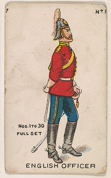 Number 8, English Officer, from the "Soldier Cards" series (E7), Issued by Anonymous, American, 20th century, Commercial color lithograph