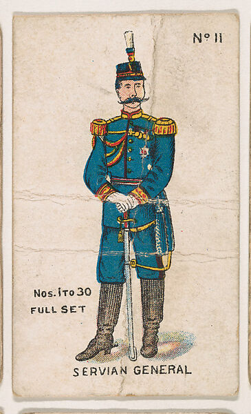 Number 11, Servian General, from the "Soldier Cards" series (E7), Issued by Anonymous, American, 20th century, Commercial color lithograph 