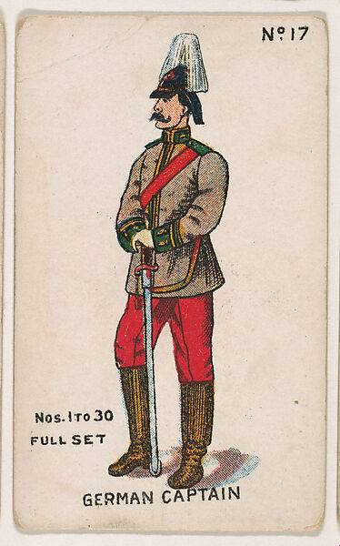 Number 17, German Captain, from the "Soldier Cards" series (E7), Issued by Anonymous, American, 20th century, Commercial color lithograph 
