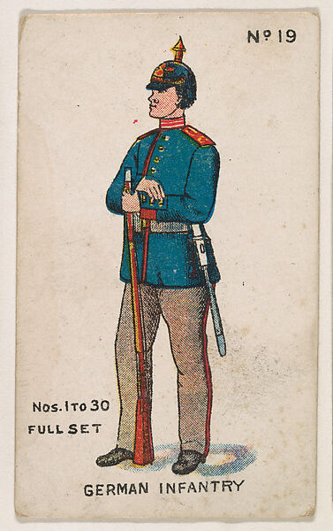 Number 19, German Infantry, from the "Soldier Cards" series (E7), Issued by Anonymous, American, 20th century, Commercial color lithograph 