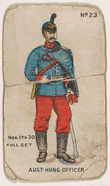 Number 23, Austro-Hungarian Officer, from the "Soldier Cards" series (E7), Issued by Anonymous, American, 20th century, Commercial color lithograph 