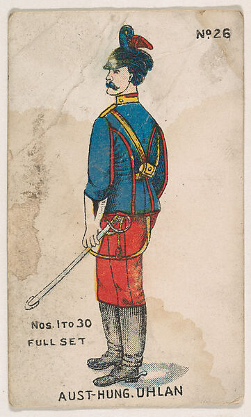 Number 26, Austro-Hungarian Uhlan, from the "Soldier Cards" series (E7), Issued by Anonymous, American, 20th century, Commercial color lithograph 
