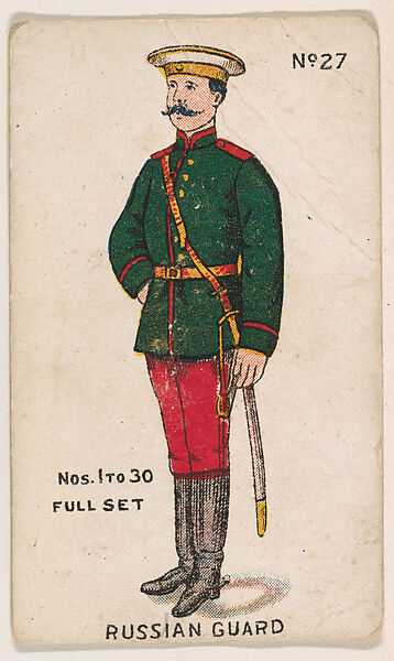 Number 27, Russian Guard, from the "Soldier Cards" series (E7), Issued by Anonymous, American, 20th century, Commercial color lithograph 