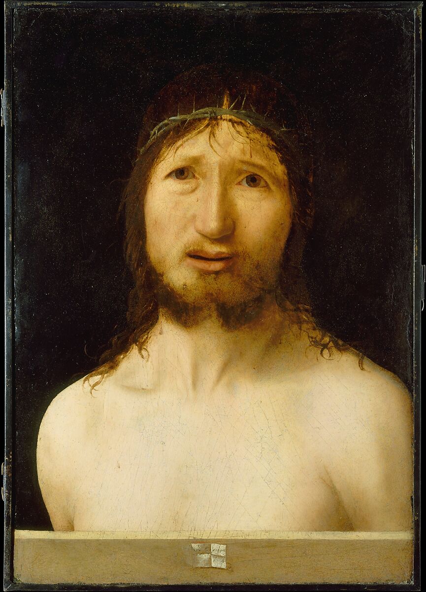 Christ Crowned with Thorns, Antonello da Messina (Antonello di Giovanni d'Antonio)  Italian, Oil, possibly over tempera, on wood