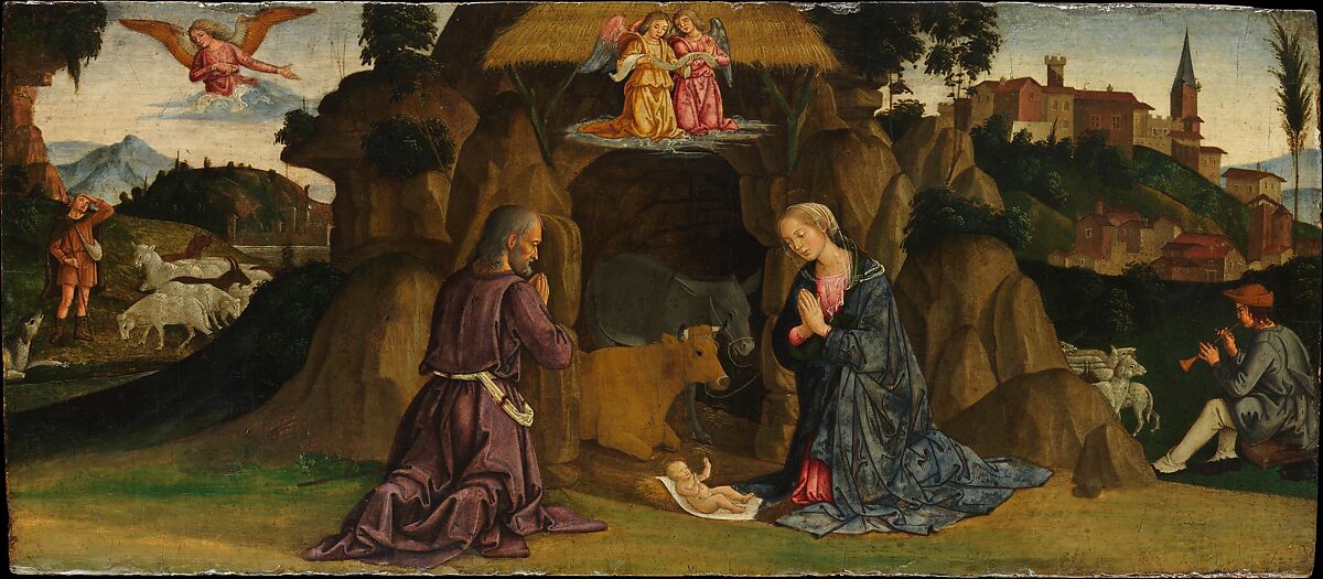 The Nativity, Antoniazzo Romano (Antonio di Benedetto Aquilio) (Italian, Rome 1435/40–1508 Rome), Tempera on wood 