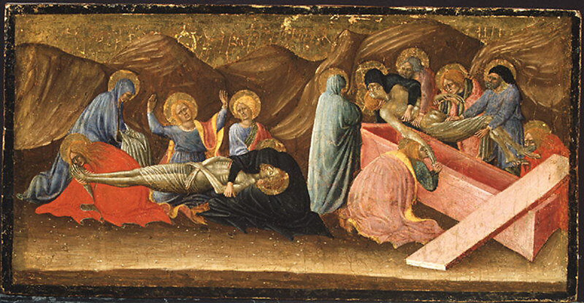 The Lamentation and the Entombment, Bartolomeo di Tommaso (Italian, Umbrian, active by 1425–died 1453/54), Tempera on wood, gold ground 