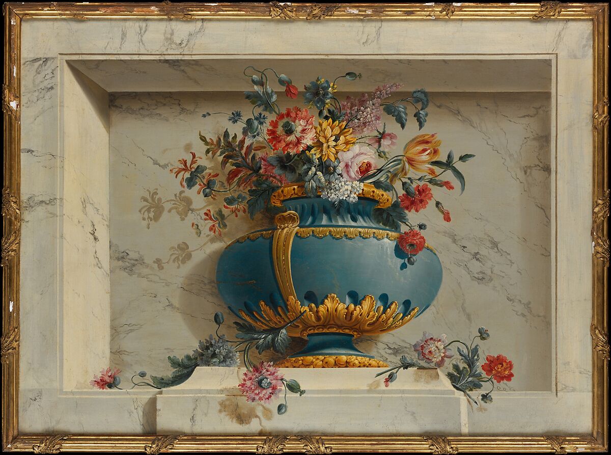 Vase of Flowers in a Niche, Attributed to Michel Bruno Bellengé (French, Rouen 1726–1793 Rouen), Oil on canvas 