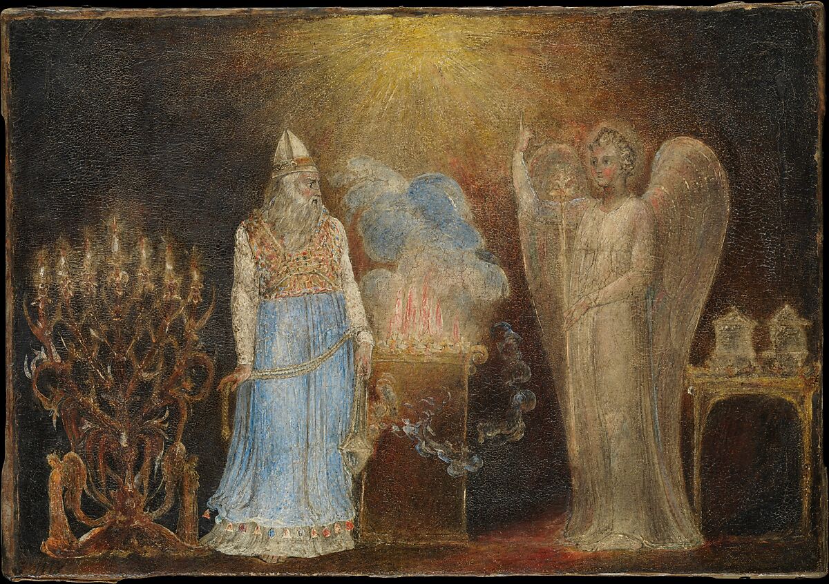 The Angel Appearing to Zacharias, William Blake  British, Pen and black ink, tempera, and glue size on canvas