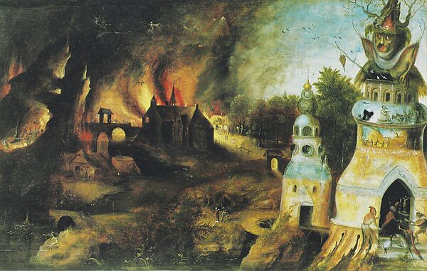 The Temptation of Saint Anthony, Workshop of Herri met de Bles (Netherlandish, Bouvines 1480?–after 1550), Oil on wood