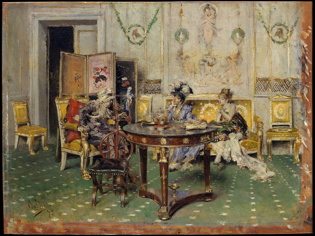 Gossip, Giovanni Boldini (Italian, Ferrara 1842–1931 Paris), Oil on wood 